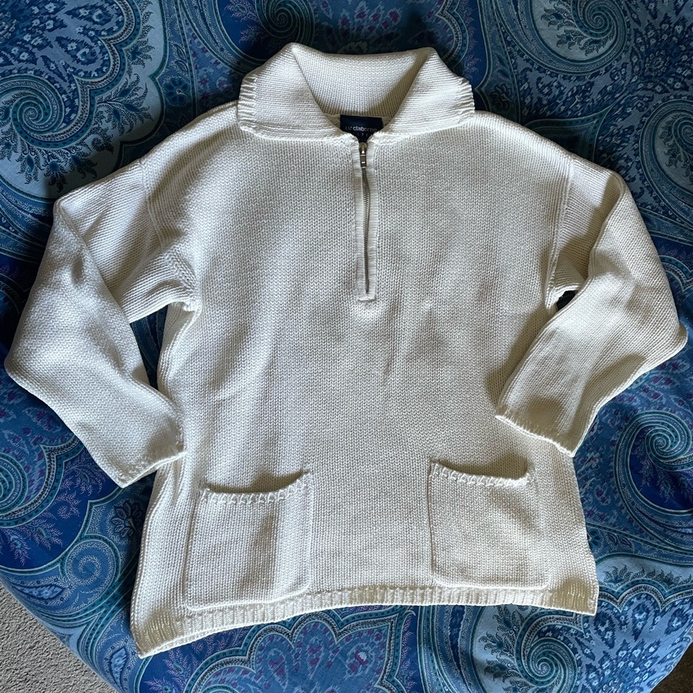 Liz Claiborne 100% Cotton white collared sweater